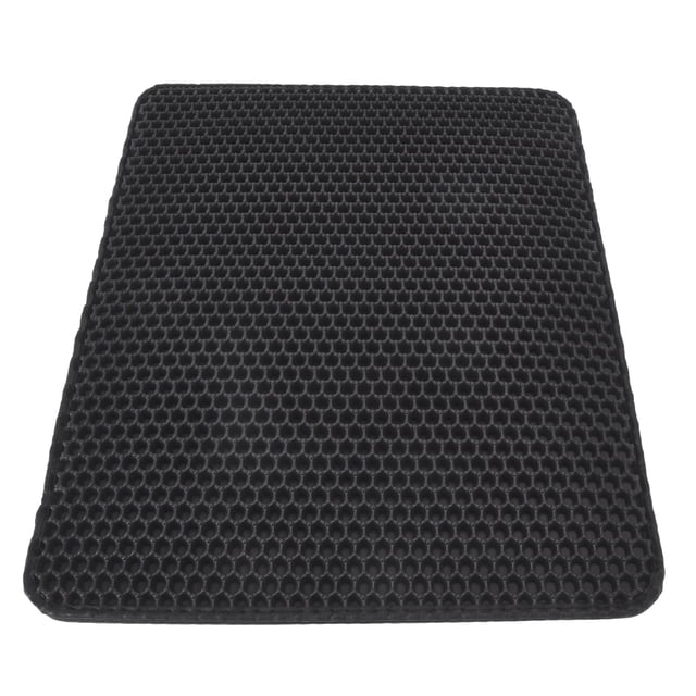 Cat Litter Box Mat, Less Waste Double Layer Scatter Control EVA Cat Litter Mat For Cat Litter Box Black,Grey
