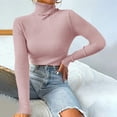 thumbnail image 1 of Aqestyerly Chandails à Col Montant pour Femmes Mode Femmes Uni Manches Longues Chandail Col Roulé Décontracté Hauts HWRETIE, 1 of 8