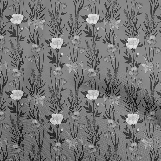oneOone Velvet Gray Fabric Floral Retro Sewing Craft Projects Fabric Prints By Yard 58 Inch Wide