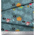 thumbnail image 2 of Soimoi Silk Fabric Flag,Treasure Box & Pirate Boy Nautical Decor Fabric Printed Yard 42 Inch Wide, 2 of 3