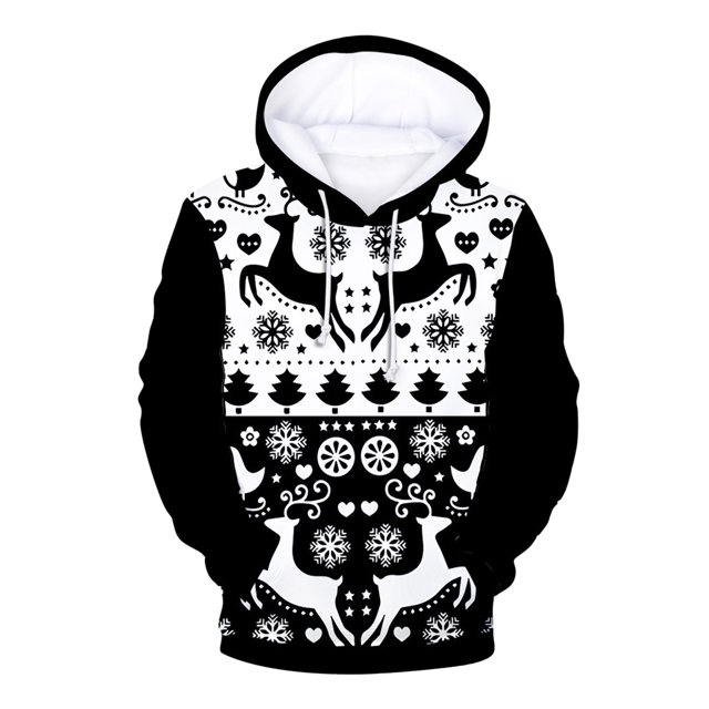 Pull de Noël Décontracté pour Hommes, Sweat à Capuche Imprimé Numérique