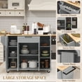 thumbnail image 3 of HOMCOM Modern Rolling Kitchen Island Cart with Drawers, Natural Wood Top, Towel Rack, Door Storage Cabinet, Grey, 3 of 7