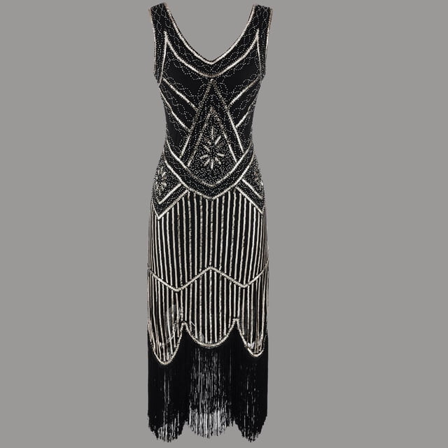 Gspmoly Robes pour Femmes, Grande Taille Vintage Années 1920 Robe Charleston à Franges Superbe Soirée Fête Cocktail Robe Cocktail Offres du Jour