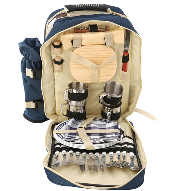 Amdohai Outdoor 4 Persons Picnic Backapck Rucksack Portable Camping BBQ Lunch Bag with Tableware Set Picnic Bags