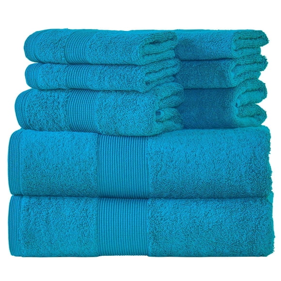 Ensemble de 8 serviettes en coton 100% zéro torsion 600 GSM Camelot, hautement absorbant | 2 serviettes de bain, 2 essuie-mains et 4 débarbouillettes