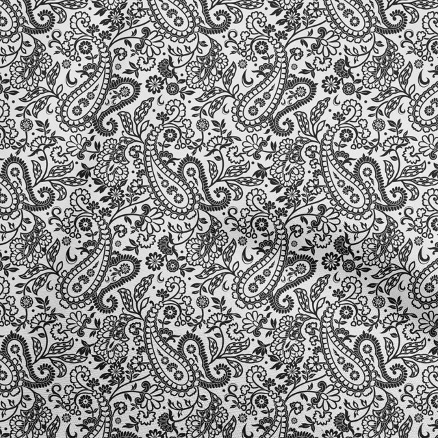 oneOone Georgette Viscose Off White Fabric Paisley Sewing Craft Projects Fabric Prints By Yard 42 Inch Wide-OO