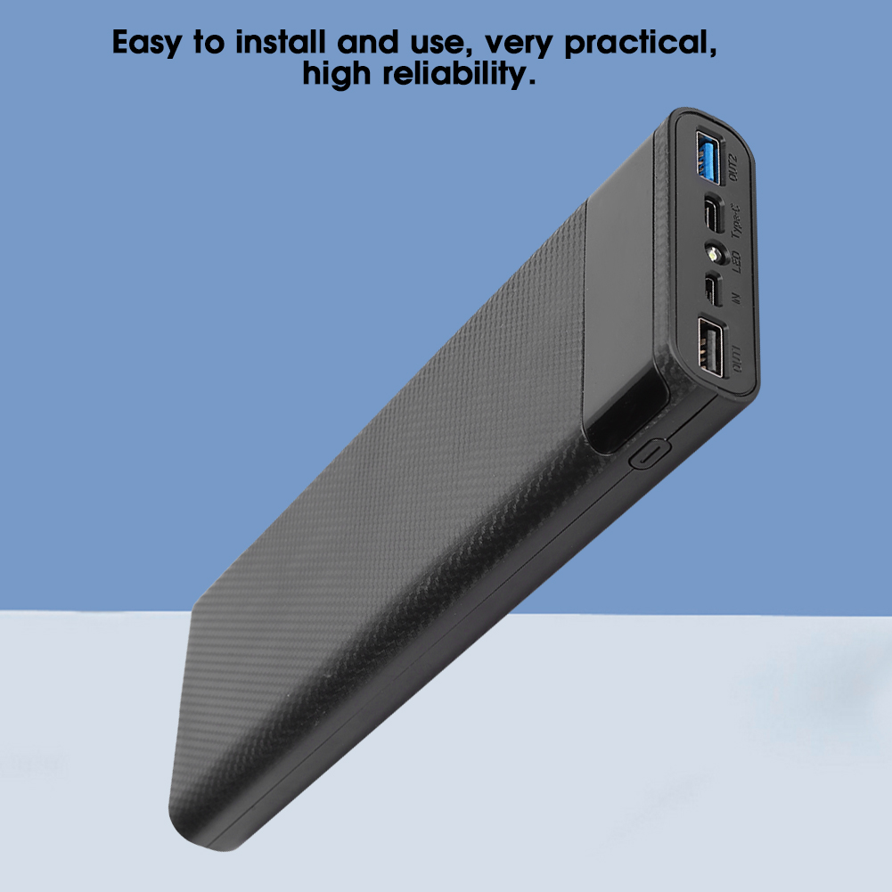 DIY Power Bank Shell, Battery Box Shell, Power Bank Kit DIY Power Bank Accessory 10x18650 Battery Box Power Bank Shell for Mobile Power DIY black