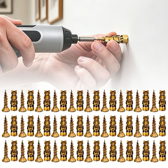 Cabinet Hinge Repair Kit, Expansion Screw Anchor Set, Stripped Thread Restorer, Door Fastening Solution for Loose Hardware Home Improvement, 30 Screws + 30 Nuts