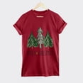 thumbnail image 4 of T-shirt Décontracté à Manches Courtes et Col Rond pour Femmes avec Imprimé Arbre de Noël, 4 of 9