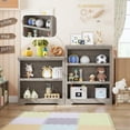 thumbnail image 2 of Modern Bookshelf - 3 Tier 75" Tall Farmhouse Bookcase with Adjustable Shelves, Open Storage Rack, Anti-Slip, Easy Assembly, Hand-Grabbed Gray, 3 Layers, W600, 2 of 5