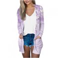 thumbnail image 1 of Penkiiy Women's Lightweight Open Front Cardigans Long Sleeve Casual Soft Drape Fall Cardigan with Pocket Purple for L, 1 of 5