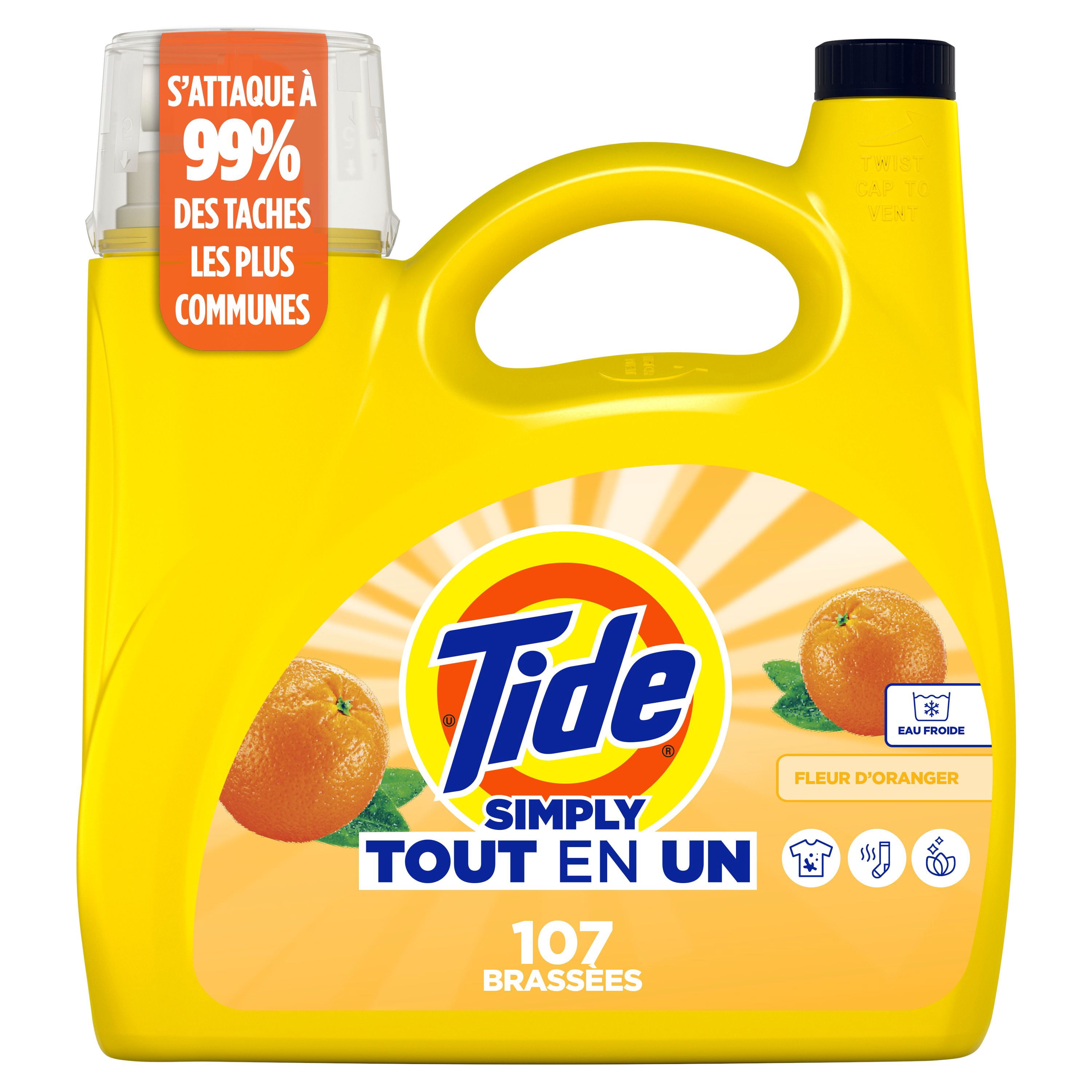 Tide Simply All-In-One Liquid Laundry Detergent, Orange Blossom Scent, 107 Loads, 4.16 L