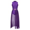 thumbnail image 3 of TSSOE Costumes de Danse Lyrique pour Femmes, Tenue de Danse Contemporaine Scintillante avec Strass, Robes de Ballet en Maille, Violet m, 3 of 7