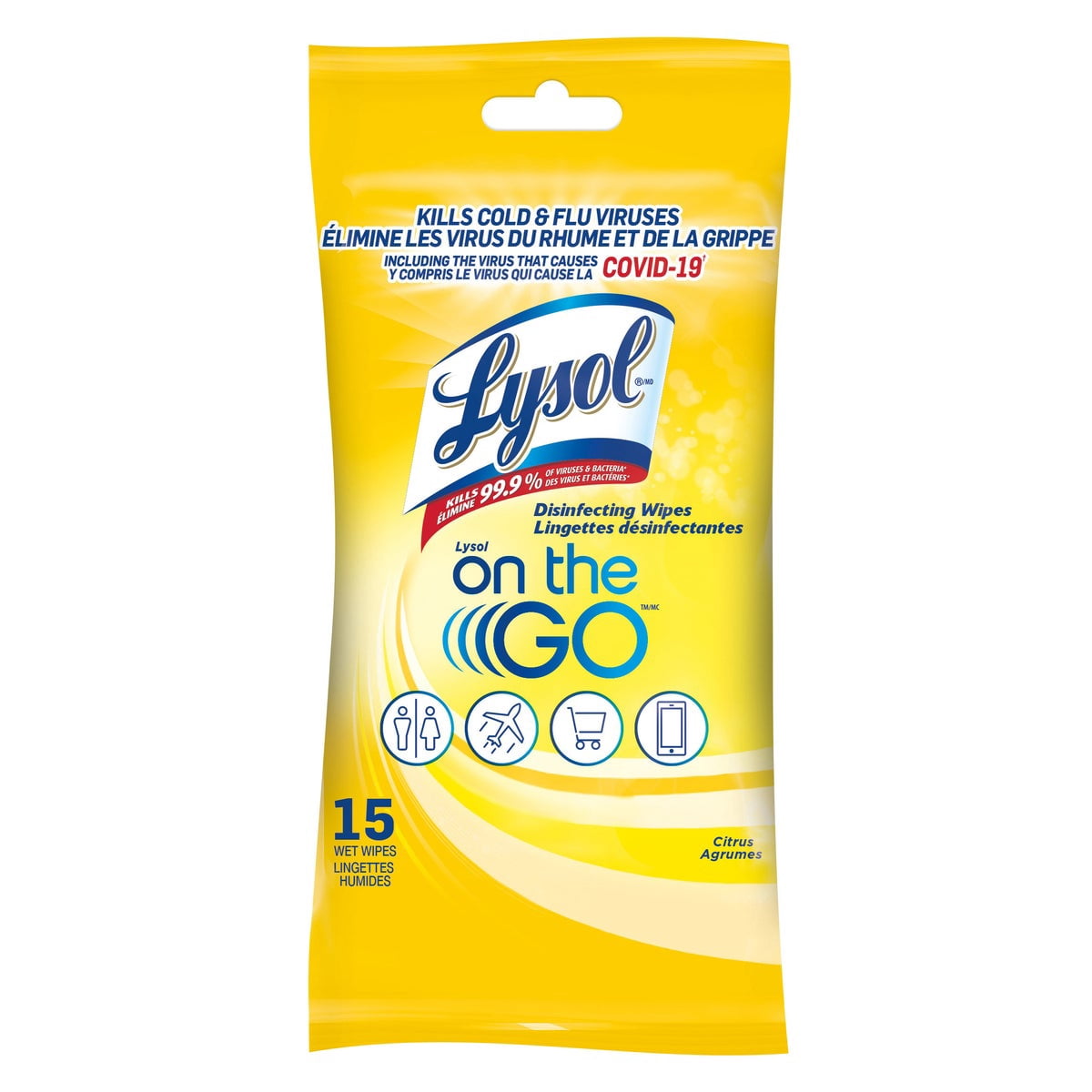 Lysol On-the-Go Disinfecting Wipes, 24 Packs of 15 Wipes