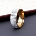 thumbnail image 1 of Ensemble Contemporain de Cinq Anneaux en Acier Inoxydable pour Couples Modernes, Bijoux Assortis, 1 of 5
