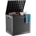 thumbnail image 1 of Coffre de Terrasse en Résine de 30 Gallons, Coffre de Rangement Extérieur Verrouillable pour Meubles, Outils de Jardin et Rangement d'Outils, Boîtes de Rangement Extérieures Étanches - Noir, 1 of 6