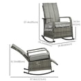 thumbnail image 3 of Outsunny Wicker Rocking Chair with Soft Cushion Adjustable Footrest Grey, 3 of 10