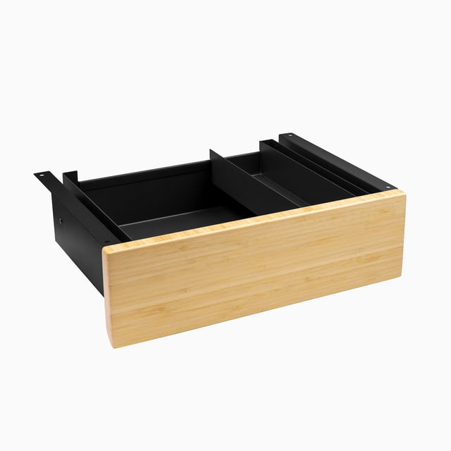 Desky Minimal Under Desk Drawer - Bamboo / Black