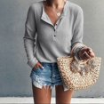 thumbnail image 1 of Womens Henley Shirts V Neck Long Sleeve Button Down Tops Warm Waffle Knit Tees, 1 of 4