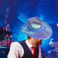 thumbnail image 3 of Cowboy Party Hat Light up Holographic Rave Caps Funny Hats Sparkly Glitter Space, 3 of 8