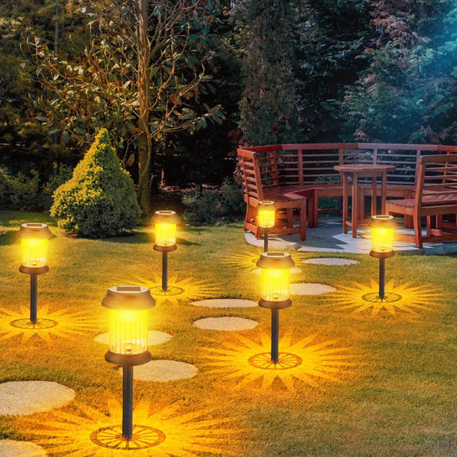 Dvkptbk solar lights 6PCS Super Bright Solar Lights Outdoor , Dusk To Dawning Up To 12 Hrs Solar Powered Outdoor Pathways Garden Lights Auto On/Off,LED Landscapes