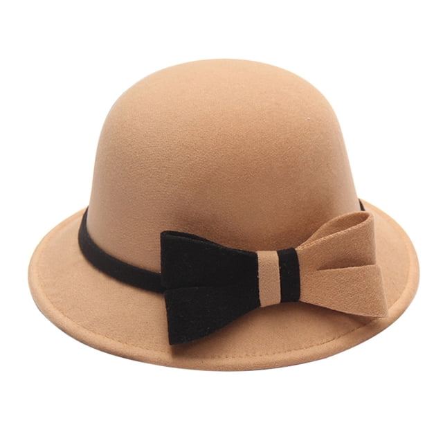 Chapeau Melon Petit pour Femme, Automne et Hiver, Nœud, Bout Rond, Décontracté, Style Bassin de Pêcheur