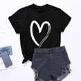 thumbnail image 2 of Besolor Tuniques d'Été pour Femmes à Imprimé de Cœurs, Col Ras du Cou, Manches Courtes, T-Shirts Décontractés Amples, Blouse de Sortie, 2 of 4