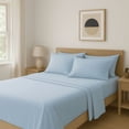 thumbnail image 2 of Comfy Bamboo World Series Ensemble de Draps en Microfibre 4 Pcs, Drap pour Lit Double, Bleu Pâle, 2 of 6