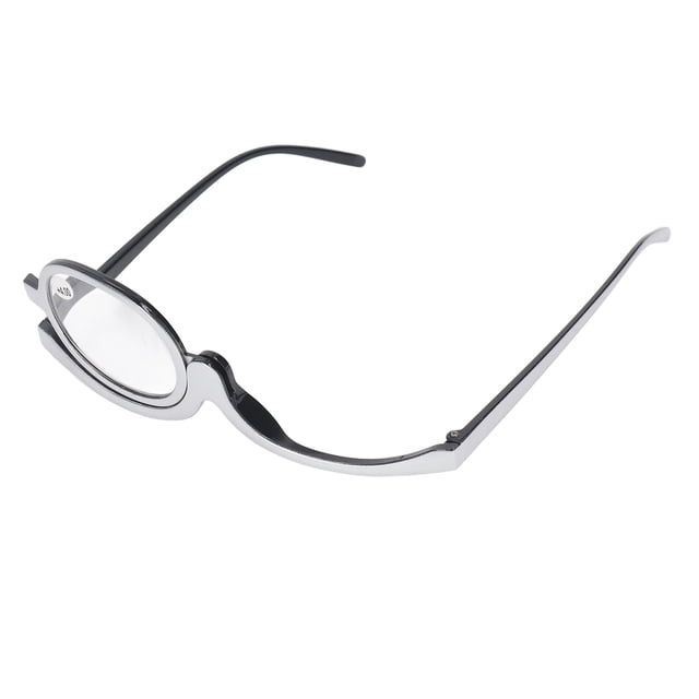 Makeup Reading Glasses, Magnifying Makeup Glasses Single Flip Up Lens Cosmetic Women Makeup Read Glasses With Eyeglass Case Plastic Eyeglass Frame Magnifying Makeup Reading Glasses