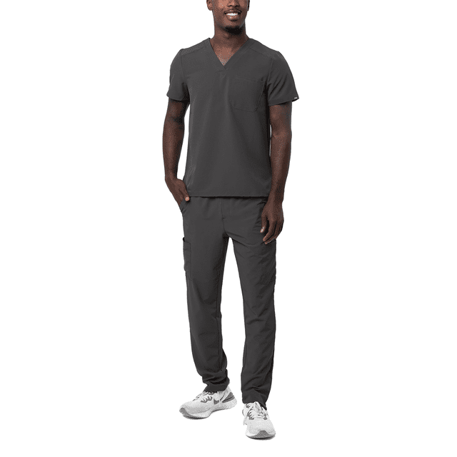 Adar Addition Go-Basic Scrub Set For Men - Classic V-Neck Scrub Top & Cargo Scrub Pants