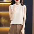 thumbnail image 5 of Sentmoon Sleeveless Sweater Tops for Women High Neck Knitted Cozy Sweaters for Women Oversized Solid Color Slim Breathable Work Tops for Women Fall and Winter for Birthday Parties Beige S, 5 of 5