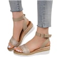 thumbnail image 4 of Mefallenssiah Women'S Slope Heel One Line Buckle Mules Middle Heel Slippers Roman Sandals, 4 of 7