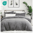 thumbnail image 3 of JOLUSERE Dark Gray Fluffy Striped Duvet Cover King Set, 3-Piece Super Soft Faux Rabbit Fur Winter Warm Fuzzy Comforter Cover, 3 of 14