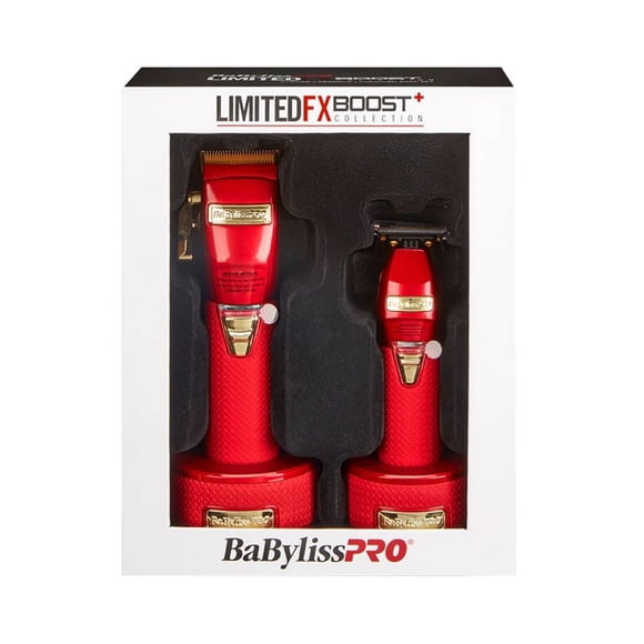 BaByliss Pro LimitedFX Boost+ Collection avec Tondeuse, Taille-Bordures et Ensemble de Base de Chargement Rouge