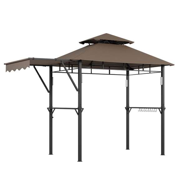 Sturdy Outdoor Grill Gazebo Canopy for Patio BBQ – Backyard Pavilion Shelter, Weather-Resistant, Ideal for Garden Parties, Coffee Color