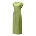 thumbnail image 3 of Robe Longue Maxi Sans Manches à Col Rond pour Femme, en Lin, Ample et Décontractée, Style Caftan, avec Poches, 3 of 6
