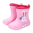thumbnail image 1 of NOKIO Easy-On 𝗪aterproof Rain Boots for Kids Adjustable Strap Fastening System Reinforced Toe Guard Non-Marking Outsole Cartoon Animal Patterns Boys Girls, 1 of 4