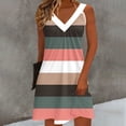 thumbnail image 2 of Kyusrd Robe Débardeur d'Été pour Femmes Robe Courte Plissée à Col en V Sans Manches Robe Soleil T-Shirt Robe Trapèze Robe Courte de Plage, 2 of 6