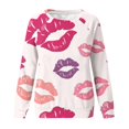 thumbnail image 3 of Birdeem Womens Round Neck Raglan Sleeves Long Sleeved Valentines Day Love Printed Top Sweater, 3 of 12