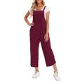 thumbnail image 1 of Women Jumpsuit with Pockets Sleeveless Wide Legs Plus Size Overalls, 1 of 5
