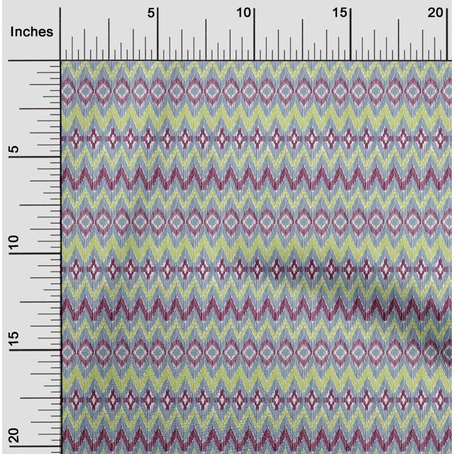 oneOone Organic Cotton Poplin Twill Fabric Chevron Ikat Printed Craft Fabric BTY 42 Inch Wide