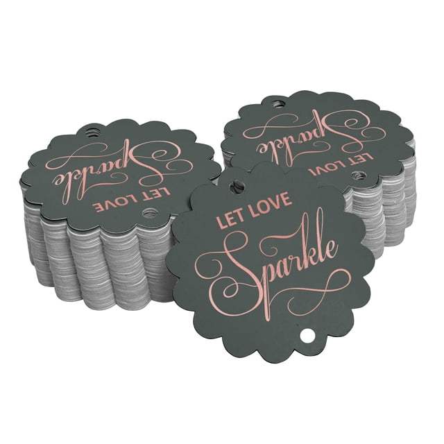 Inkdotpot Real Rose Gold Foil Let Love Sparkle Wedding Tags Favor Hang Paper Tags 50 Piece