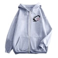 thumbnail image 3 of WEAIXIMIUNG Chandail en Molleton pour Femmes Graphique Mode Rugby Imprimé Fermeture Éclair Manches Longues Poche Cordon Décontracté Sport Chandail à Capuchon (5), 3 of 6