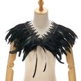 thumbnail image 4 of Fortune Cape Gothique à Plumes pour Femmes Halloween Cosplay Fête Châle à Lacets Boléro, 4 of 8