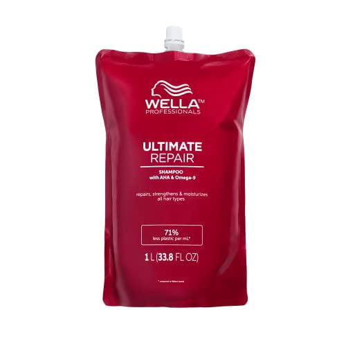 Wella Professionals ULTIMATE REPAIR Shampoo, Lightweight Cream Shampoo for Damaged Hair, 1L Refill Pouch