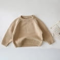 thumbnail image 2 of Sentmoon Cute Clothes Long Sleeve Crew Neck Solid Color Girls Pullover Stretchy and Flexible Loose Knitted 2025 Sweaters for Girls Fall and Winter Stylish for Cool Fall Days Beige 6 Months, 2 of 5