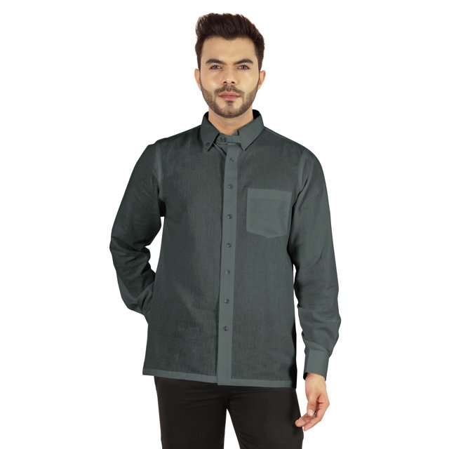 Bestman Solid Button Down Shirt For Men Long Sleeve With Patch Pocket Formal Business Wear