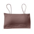 thumbnail image 2 of CHUANK Sports Bras for Women Bandeau Padded Ribbed Bralette Adjustable Strap Workout Square Neck Seamless Crop Top Backless Gray One Size, 2 of 2