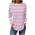 thumbnail image 1 of T-shirt Ample Imprimé pour Femmes, Manches Longues, Blouse à Col Rond, Hauts Décontractés, Chandail à Capuchon, 1 of 1