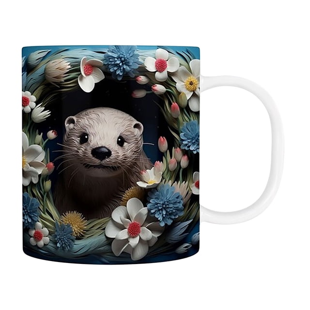 Ceramic Coffee Cup 150 ml Otter Design Microwave Safe Dishwasher Safe Holiday Gift Mug